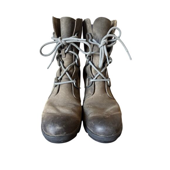 Sorel Joan Of Arctic Wedge II Mid Boots Womens 8.5 Quarry Leather Hidden Heels - Picture 4 of 12